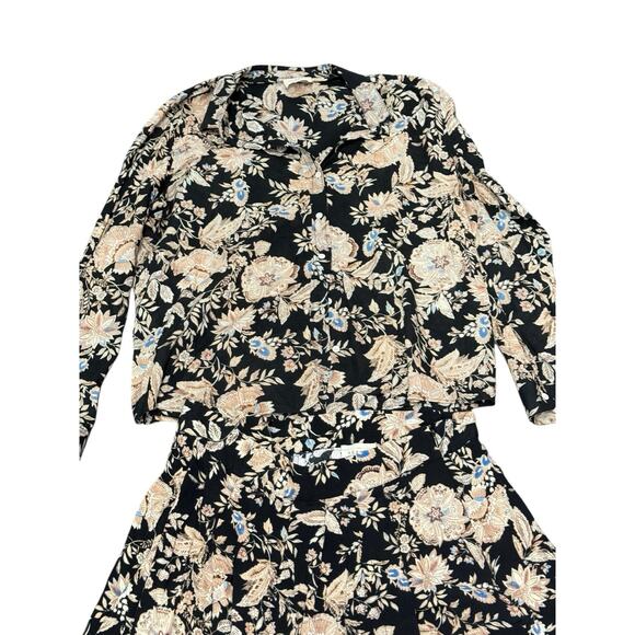 Sezane Floral Matching Set Blouse + Skirt 46 / US 12 100% Cotton & Viscose - Picture 6 of 14